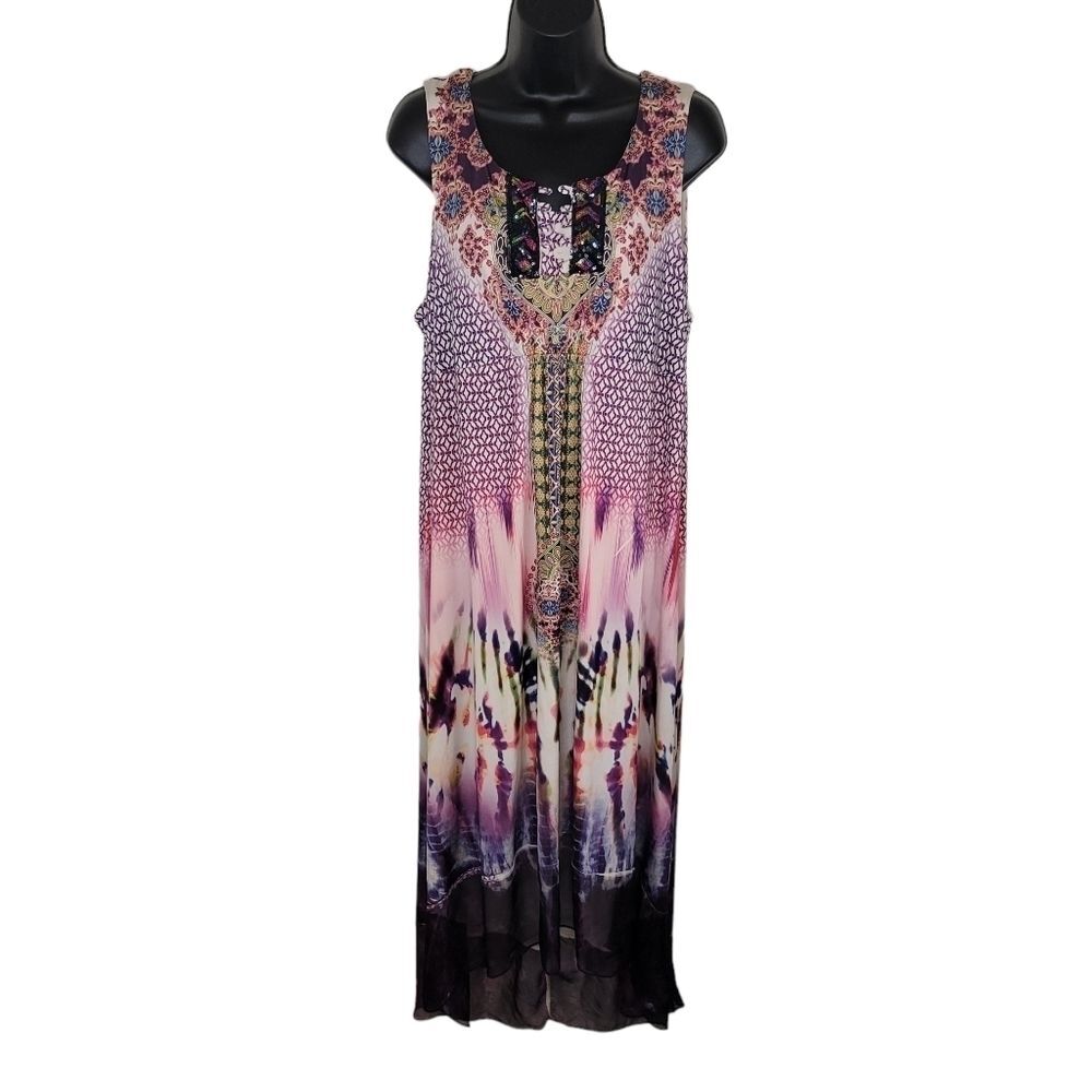 One World Bohemian boho sleeveless hi-lo midi dress size 1x